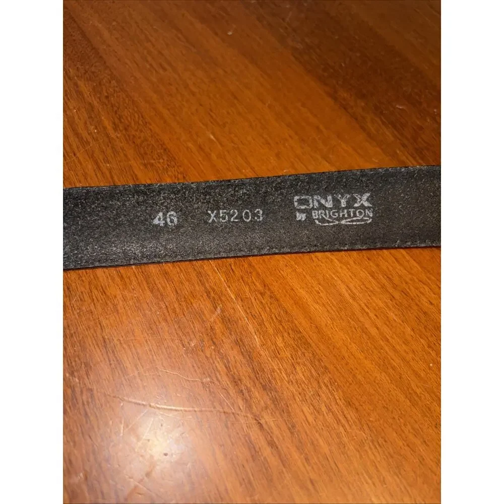 Onyx By Brighton Black Leather Pattern 46 Full Grain Leather Belt